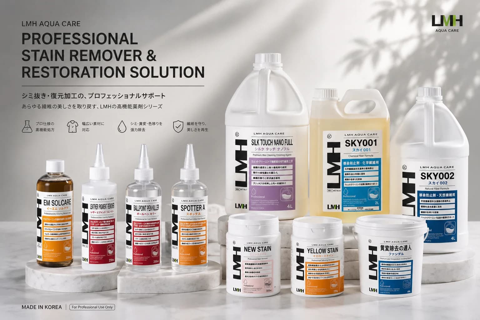 業務用クリーニング洗剤・薬剤のラインナップ
